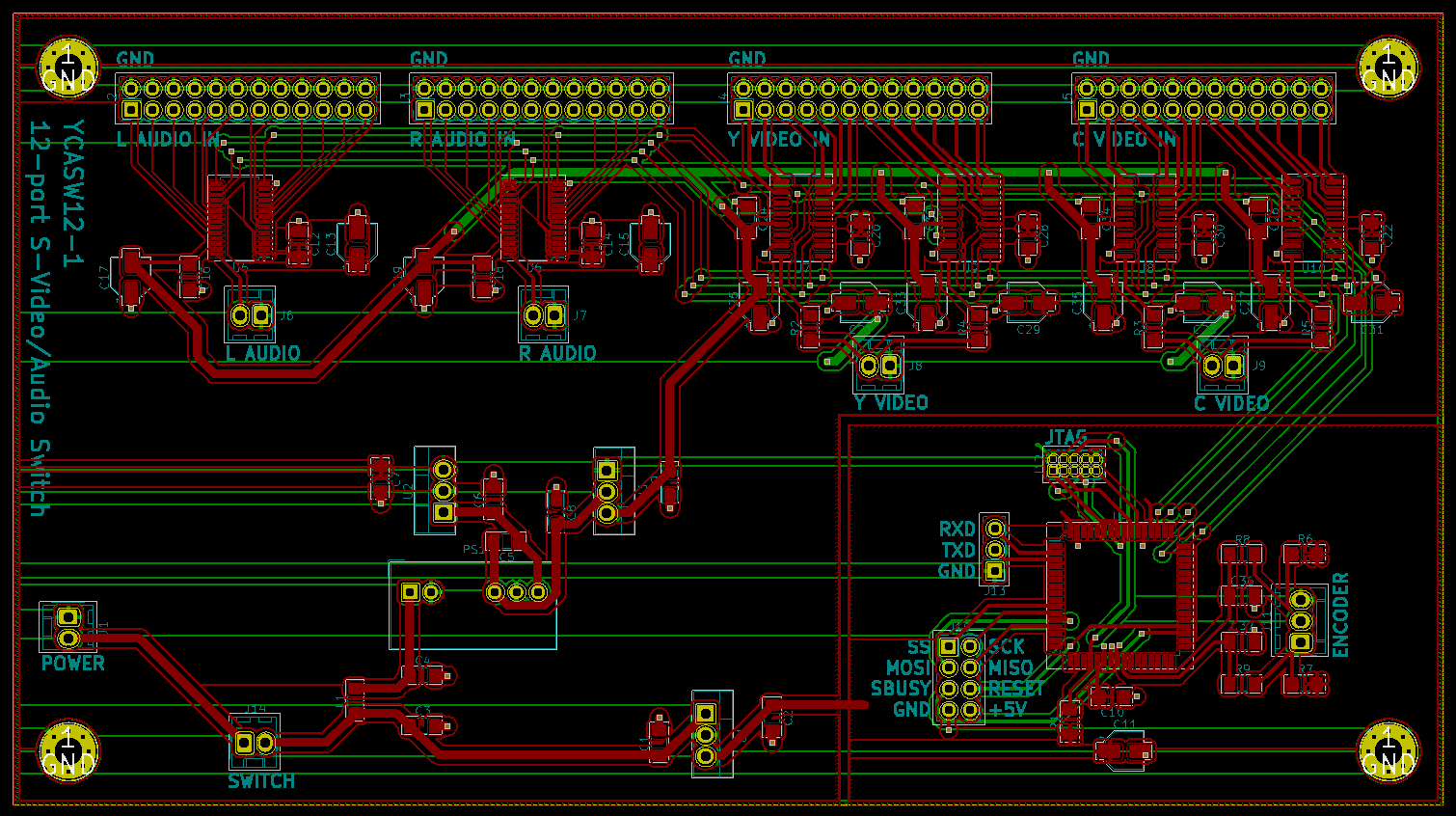 PCB layout for A/V switch