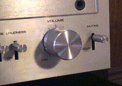 An animated GIF of the volume knob turning on its own